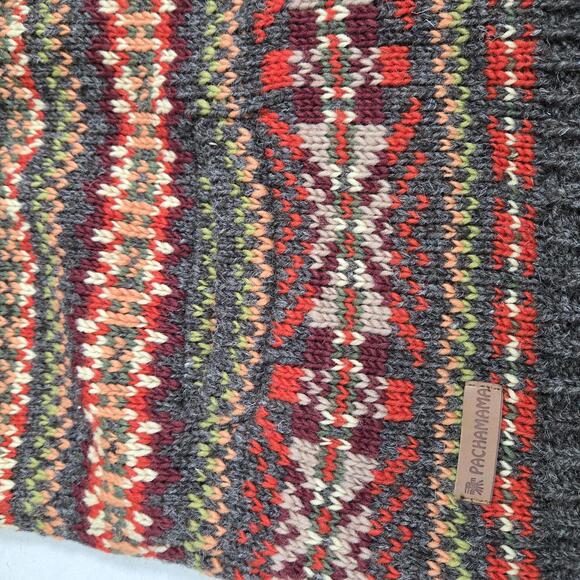 Pachamama Hand Knit Wool Cardigan Sweater Women's Large Nepal Earthy Red Orange - Picture 4 of 9